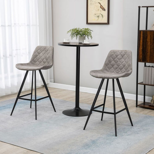 HOMCOM Vintage Microfiber Bar Stool Set - Retro Comfort & Style Duo