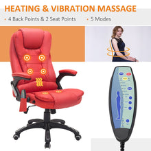 Load image into Gallery viewer, HOMCOM Reclining Heated Massage Office Chair – Comfort Meets Style in Red
