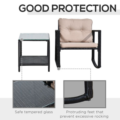 Outsunny 2-Seater Rattan Rocking Set with Cushions - Stylish Comfort Awaits!