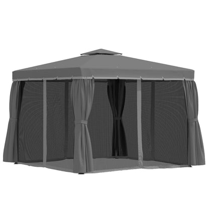 Elegant 3x3m 2-Tier Gazebo Canopy with Mosquito Net & Sturdy Aluminum Frame
