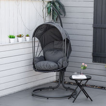 Load image into Gallery viewer, Cozy Hanging Egg Chair with Stand &amp; Canopy – Modern Grey Swing Hammock
