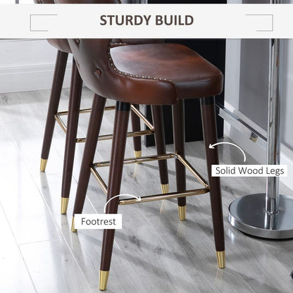 Elegant Retro Brown Bar Stool Set – PU Leather Luxury Comfort for Your Home