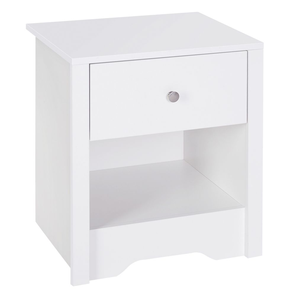 Elegant White Bedside Table with Drawer & Storage - Versatile Home Accent