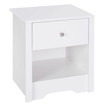 Elegant White Bedside Table with Drawer & Storage - Versatile Home Accent