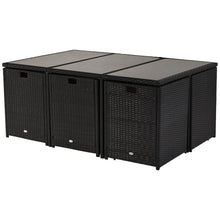 Load image into Gallery viewer, Luxury 11-PC Black Rattan Dining Set: Modern Comfort Meets Stylish Design
