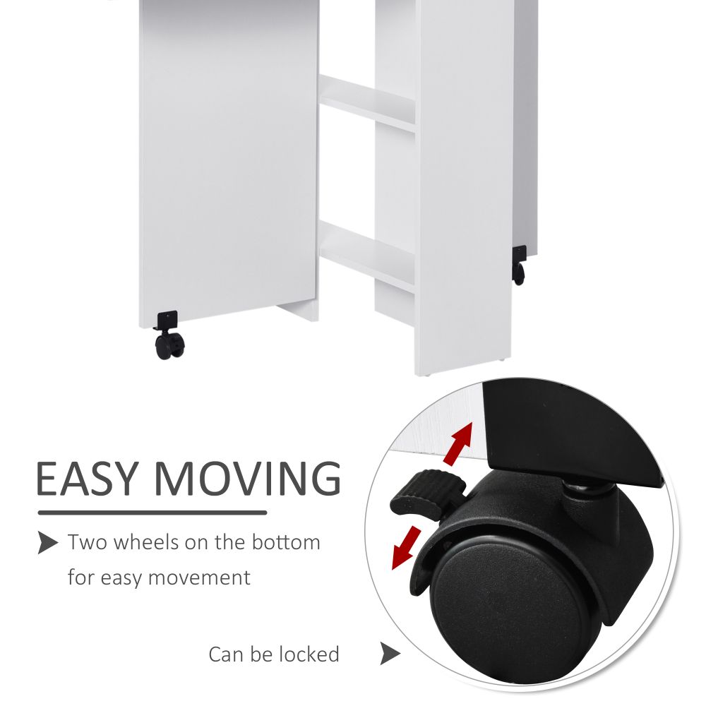 Versatile Folding Mobile Dining Table with Storage & Wheels - Space-Saving Design