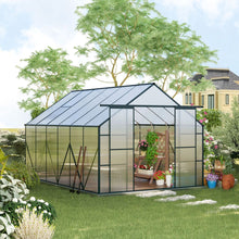 Load image into Gallery viewer, Customizable 8x12ft Polycarbonate Walk-in Greenhouse with Double Sliding Doors
