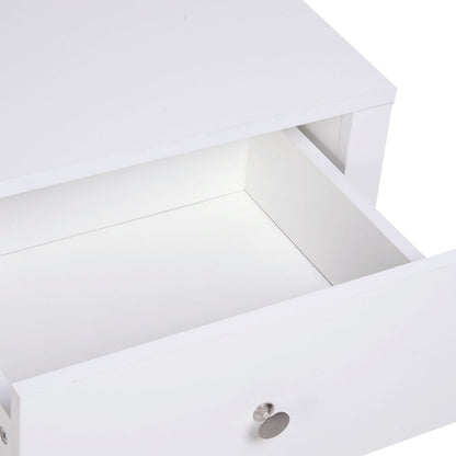 Elegant White Bedside Table with Drawer & Storage - Versatile Home Accent