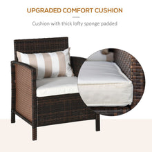 Load image into Gallery viewer, Cozy 2-Seater Rattan Patio Bistro Set with Cushions &amp; Stylish Bolster - Brown
