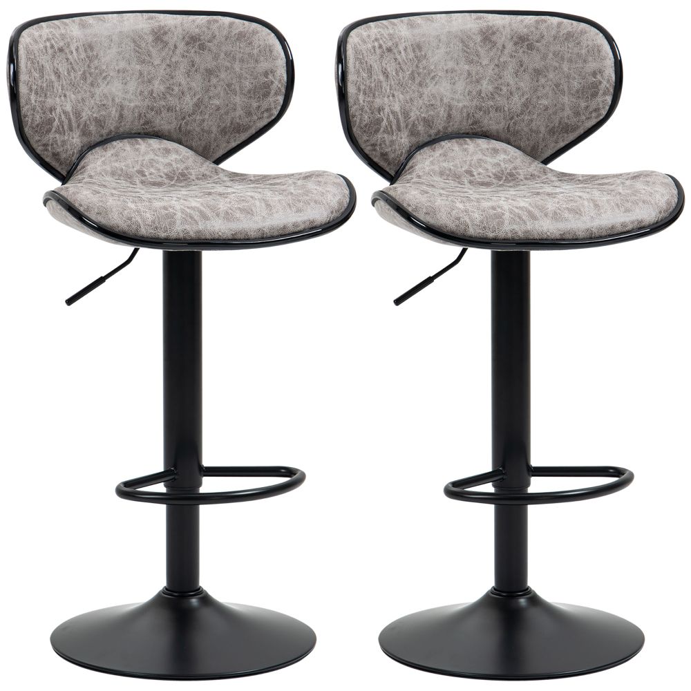 Retro Adjustable Height Bar Stool Set - Comfortable Microfiber Dining Chairs