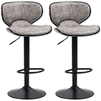 Retro Adjustable Height Bar Stool Set - Comfortable Microfiber Dining Chairs