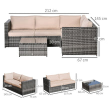 Load image into Gallery viewer, Stylish 3-Piece Rattan Dining Sofa Set with Cushions for Outdoor Elegance
