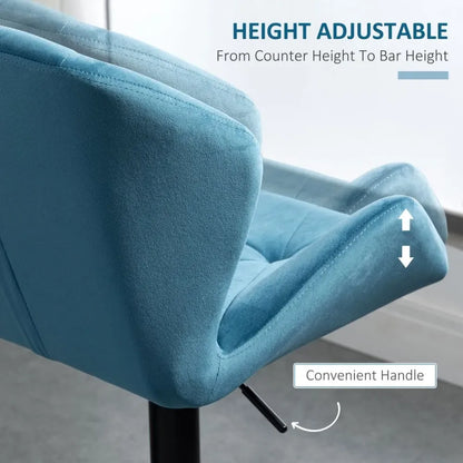 Elegant Velvet Bar Stools Set of 2 – Stylish Metal Frame, Luxurious Comfort