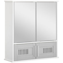 Load image into Gallery viewer, Grey Wall-Mounted Bathroom Mirror Cabinet with Double Storage Doors
