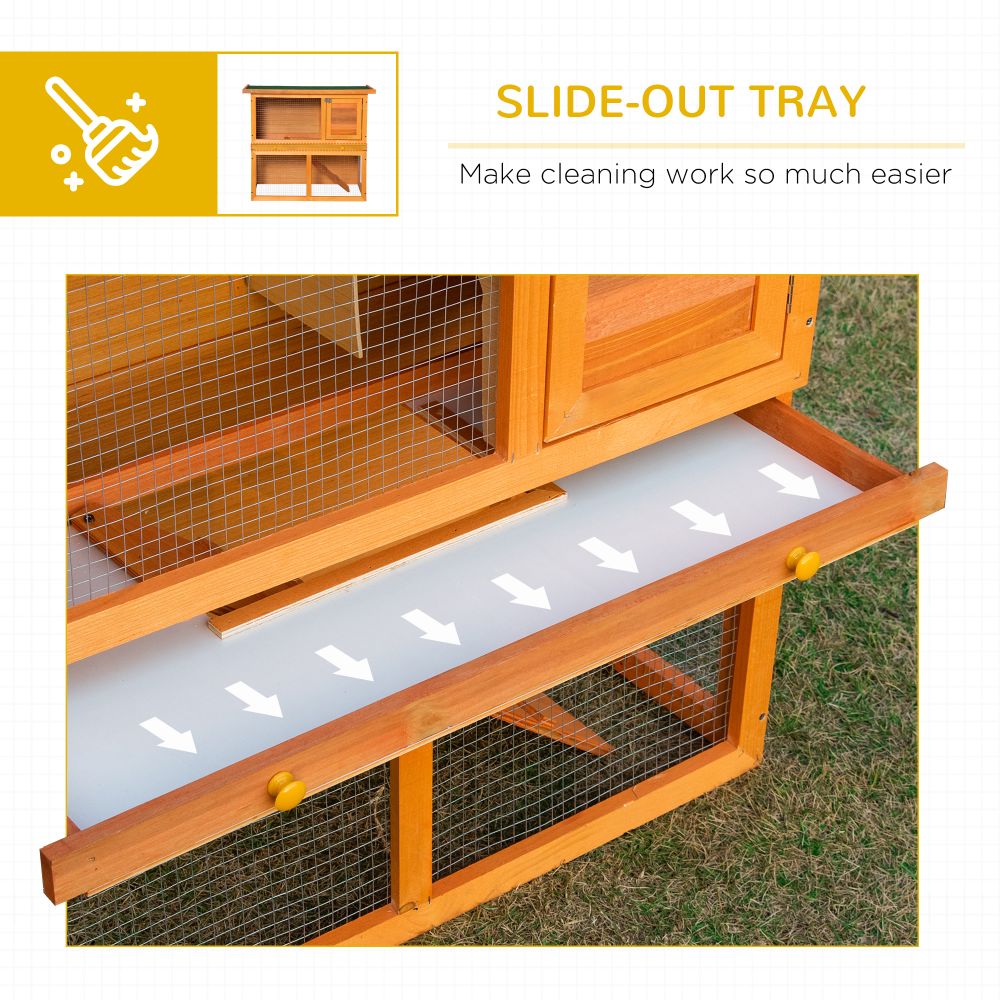 Cozy 2-Tier Wooden Rabbit Hutch for Outdoor Fun | PawHut Small Animal Home