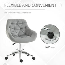 Load image into Gallery viewer, Velvet Home Office Chair Comfy Desk Chair w/ Adjustable Height Armrest Grey
