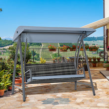Load image into Gallery viewer, Luxurious 2-3 Seater Rattan Swing Chair with Canopy &amp; Removable Cushions

