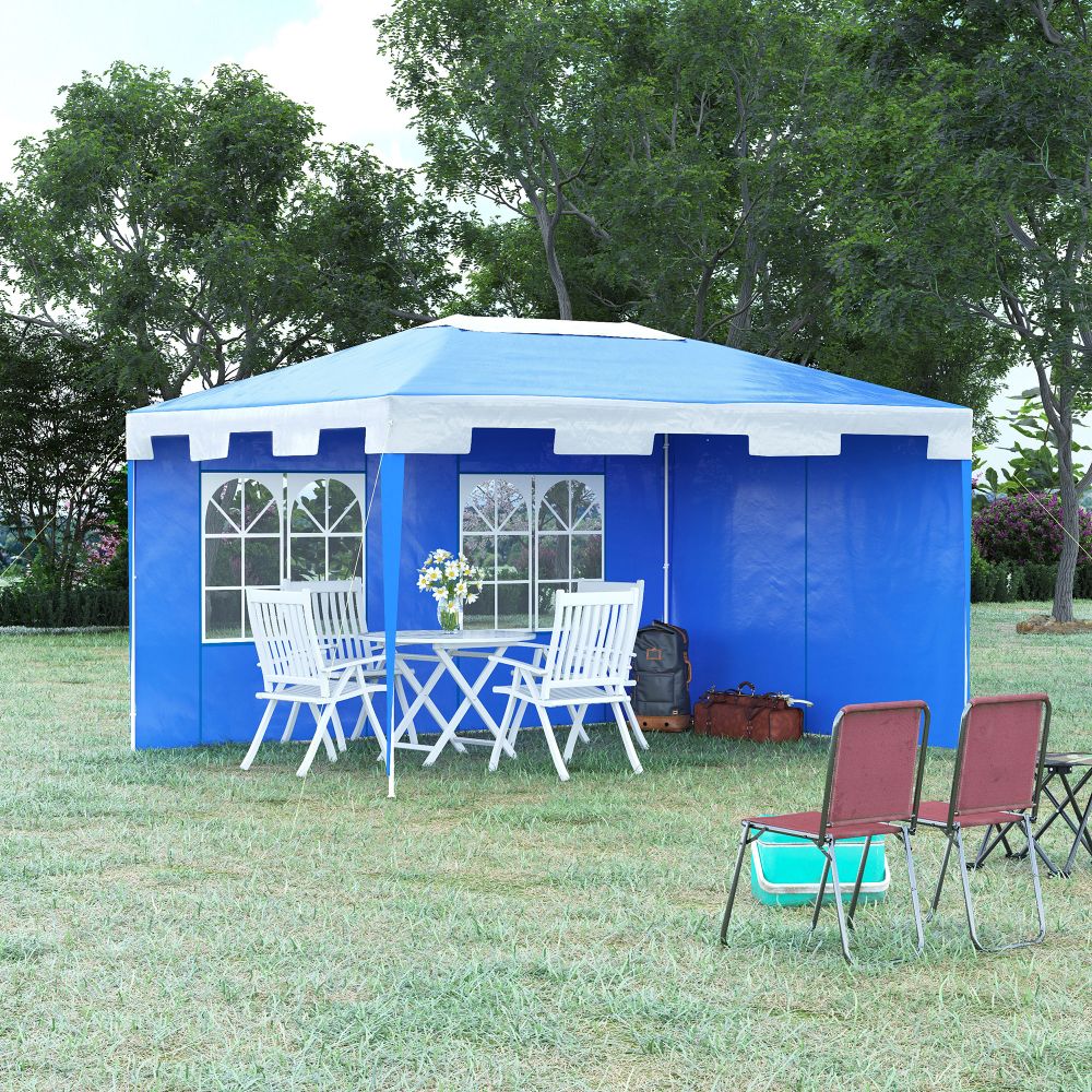 Outsunny 4x3m Heavy Duty Blue Party Gazebo Tent - Perfect Outdoor Shelter!