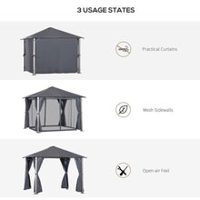 Load image into Gallery viewer, Spacious 2.6m Wood Grain Gazebo with Mesh Curtains - Elegant Sun Shelter
