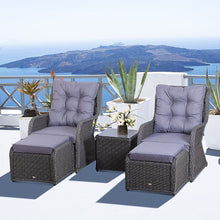 Load image into Gallery viewer, Modern 3-Piece Cushioned Rattan Lounger Set for Stylish Outdoor Relaxation
