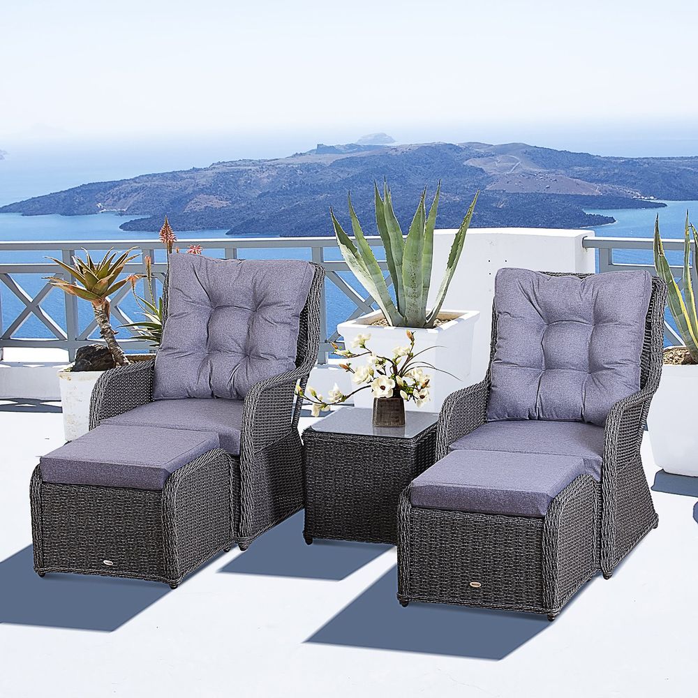 Modern 3-Piece Cushioned Rattan Lounger Set for Stylish Outdoor Relaxation