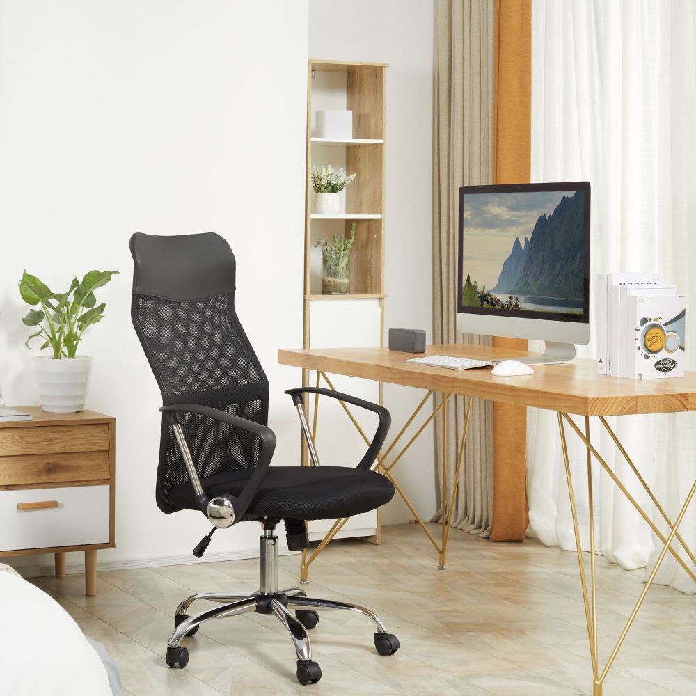 Executive Office Chair High Back Mesh Back Seat Desk Chairs, Black HOMCOM
