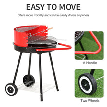 Load image into Gallery viewer, Outsunny Pedestal Charcoal BBQ Grill - Adjustable, High-Temp, Red/Black
