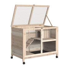 Load image into Gallery viewer, Natural Indoor Rabbit &amp; Guinea Pig Hutch with Openable Roof and Wheels
