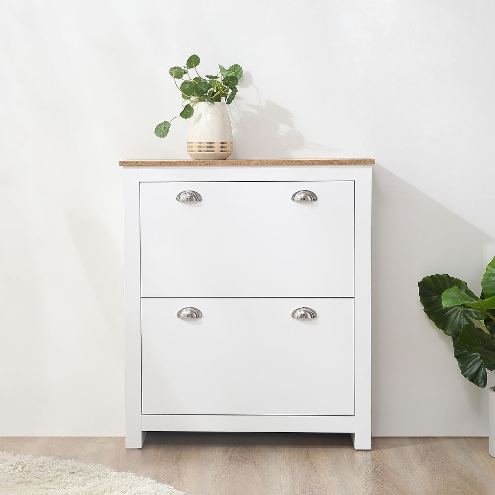 Elegant Narrow 2-Drawer Shoe Cabinet - Space-Saving Storage Solution!