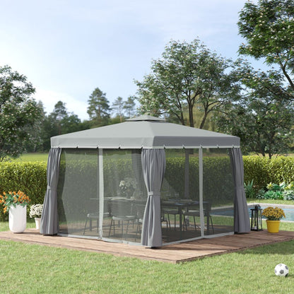 Elegant 3x3m 2-Tier Gazebo Canopy with Mosquito Net & Sturdy Aluminum Frame