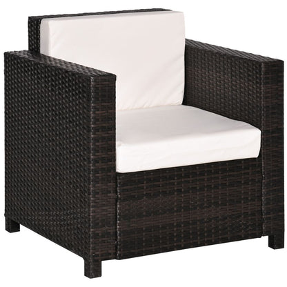 Cozy Rattan Garden Armchair - Fire-Resistant with Plush Cushions & Supportive Design