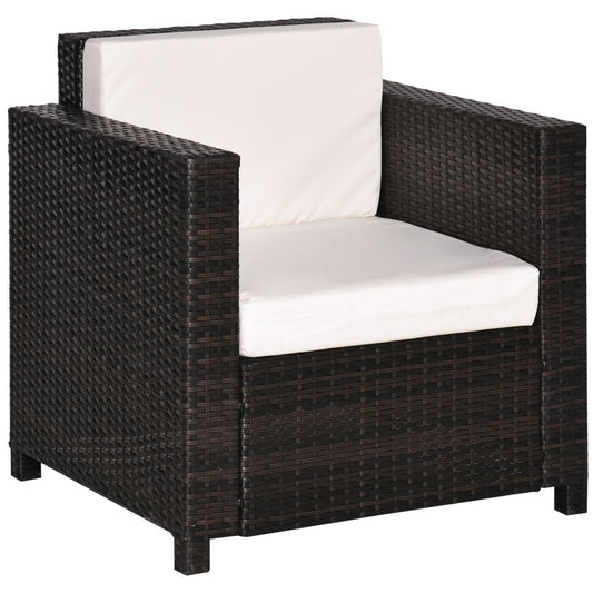 Cozy Rattan Garden Armchair - Fire-Resistant with Plush Cushions & Supportive Design