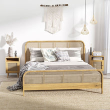 Load image into Gallery viewer, Rustic Elegance: HOMCOM Rattan Nightstand with Cabinet &amp; Shelf for Chic Spaces
