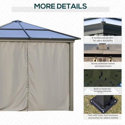 Premium 3x3m Hardtop Aluminium Gazebo with Curtains & Bug Netting