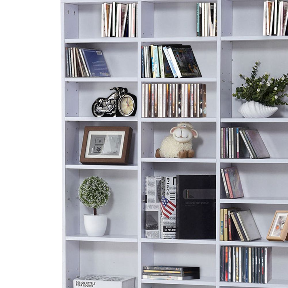 Elegant HOMCOM Media Storage Shelf - Adjustable Wooden Display for DVDs & Books