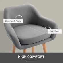 Load image into Gallery viewer, Chic Modern Grey Fabric Bar Stools - Set of 2 with Solid Wood Legs
