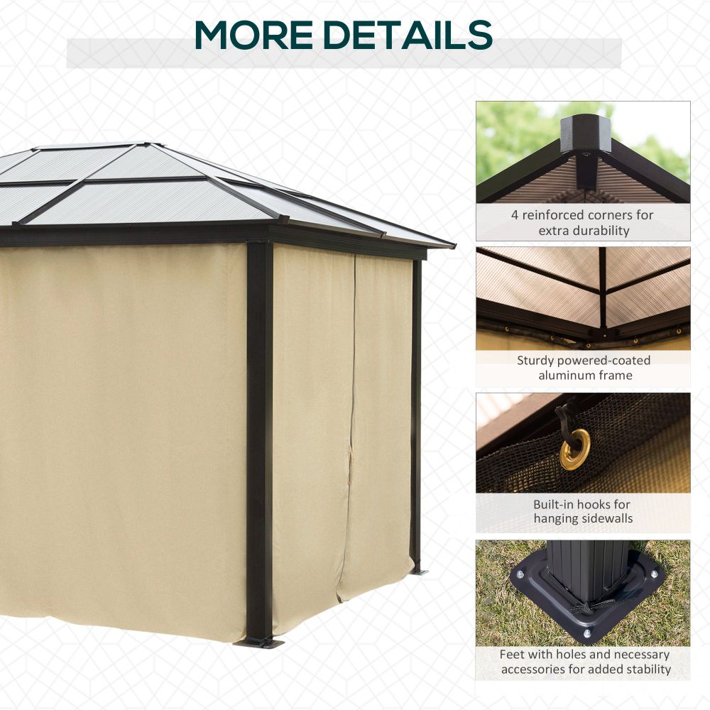 Elegant 3x3.6m Brown/Beige Garden Party Gazebo with UV Resistant Roof