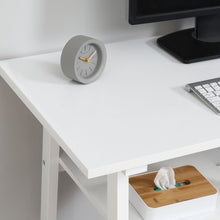 Load image into Gallery viewer, Compact White PC Desk with Storage Shelves - Stylish Workstation Solution
