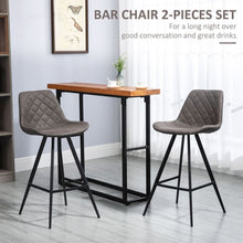Load image into Gallery viewer, Vintage Duo: Dark Grey PU Leather Bar Stools with Steel Frame - Set of 2
