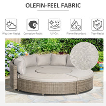 Load image into Gallery viewer, Versatile 8-Seater Rattan Daybed with Adjustable Table &amp; Cozy Olefin Cushions
