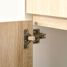 Load image into Gallery viewer, Space-Saving L-Shaped Oak &amp; White Computer Desk with Storage Solutions
