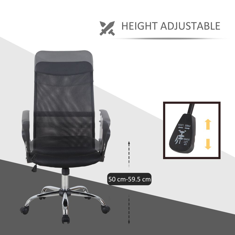 Executive Office Chair High Back Mesh Back Seat Desk Chairs, Black HOMCOM