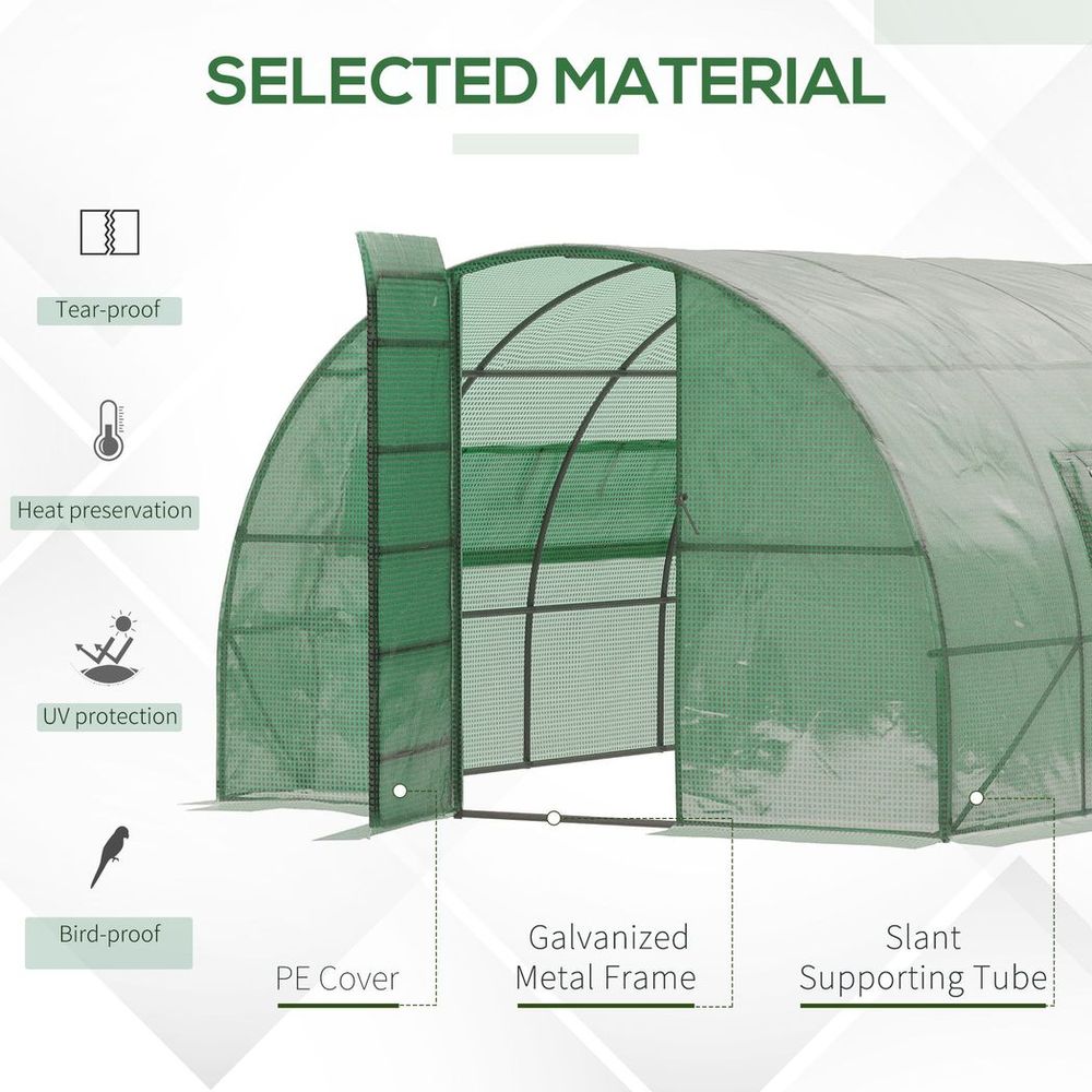 Premium 6x3M Walk-In Polytunnel Greenhouse with Reinforced Steel Frame
