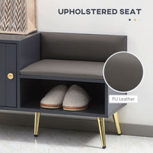 Load image into Gallery viewer, Stylish Shoe Bench with Cushion &amp; Storage – Modern Entryway Organizer in Grey
