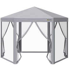 Load image into Gallery viewer, Versatile 3x3m Hexagonal Pop-Up Gazebo with Insect Mesh &amp; Roller Bag – Grey
