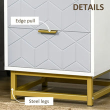 Load image into Gallery viewer, Elegant Art Deco Bedside Table with 2 Drawers &amp; Steel Frame - Chic Storage Solution
