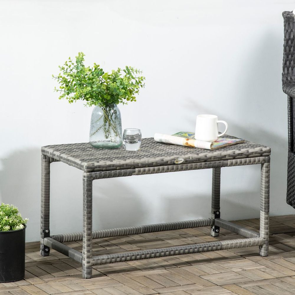 Stylish Grey Rattan Outdoor Coffee Table - Durable and Spacious Design