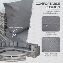 Load image into Gallery viewer, Luxurious 6-Seater Half Round Grey Rattan Sofa Set with Cozy Cushions
