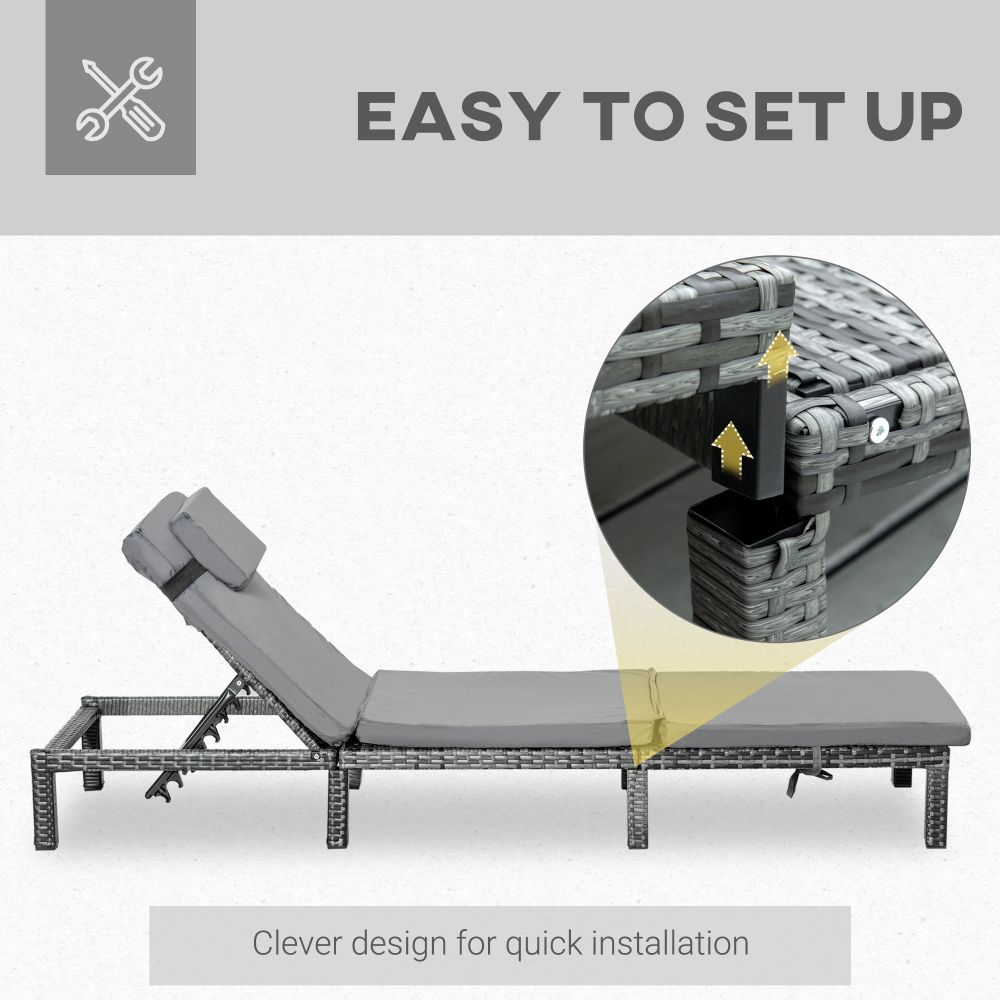 Luxury Grey Rattan Outdoor Sun Lounger Recliner - Stylish & Versatile Comfort