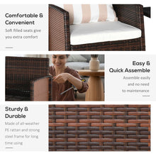 Load image into Gallery viewer, Cozy 2-Seater Rattan Patio Bistro Set with Cushions &amp; Stylish Bolster - Brown
